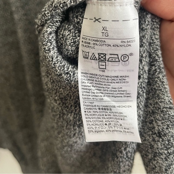 Gap woman’s Gray V-Neck Sweater top XL long tunic thin casual transition piece - Picture 4 of 7